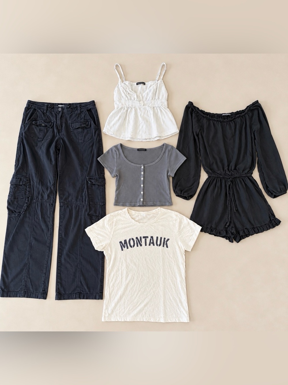 Brandy Melville John Galt 5-Piece Bundle | Cargo Pants, Romper & Tops